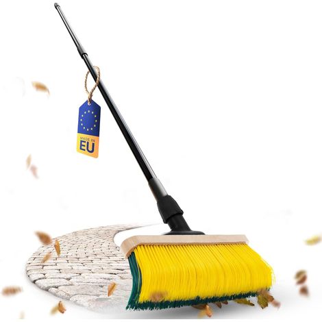 Balai à griffes Novaliv avec manche 60 cm, balai spécial à poils courbés - idéal comme balai de jardin, balai grattoir, balai pour gazon artificiel,