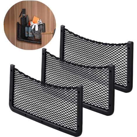 36 x 18 cm, 3 Stück Auto-Aufbewahrungsnetz, Kofferraum-Aufbewahrungsorganisatoren, multifunktionale Autotaschen-Organizer-Tasche für Utensilien, Wohnmobile, Boote, Zuhause (elastisches Netz) (1/5)