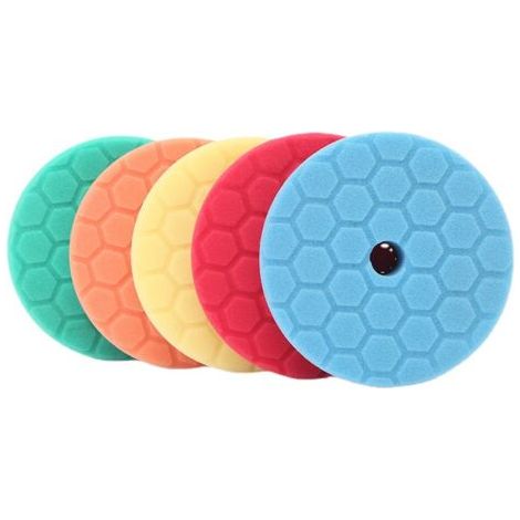 Éponge de polissage SPTA, lot de 5 tampons de polissage hexagonaux de 150 mm, kit de polissage pour polisseuse orbitale/discrète de 125 mm. (1/5)