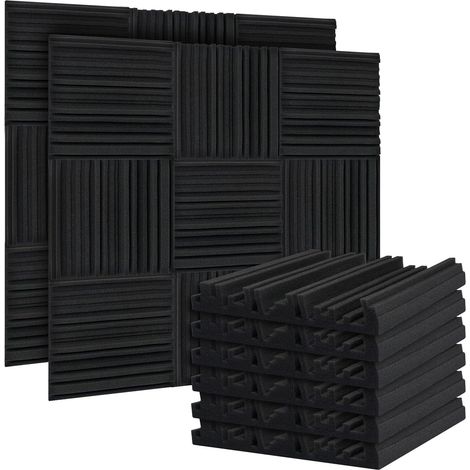 Acoustic Foam Panels 24 Pack with Double Sided Tape Thick Acoustic Foam Panels Sound Proofing Panels Studio Acoustic Wall Panels for Studio Office Home (Wedge Shaped) (1/5)