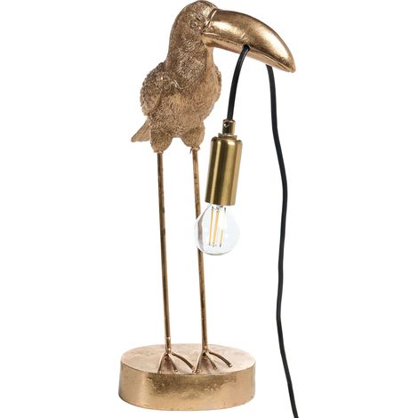 Lampe de Table en Polyrésine en Forme de Toucan Thème Animalier Accessoire Salon Chambre Dorée Aracari
