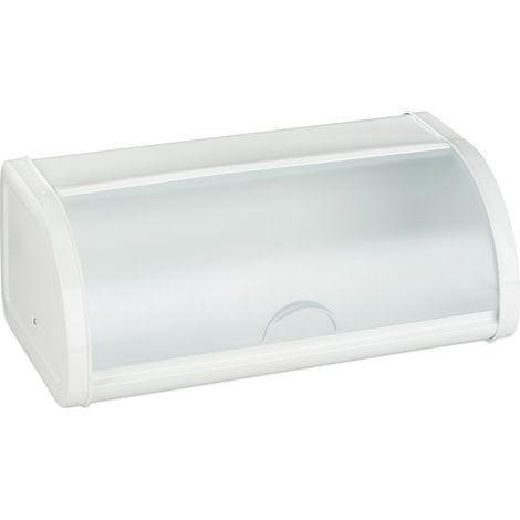 Boîte à pain moderne avec couvercle coulissant 40 x 25 x 20 cm pour conservation optimale design industriel en métal gris (1/4)