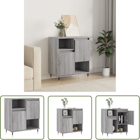 The Living Store Buffet Sonoma gris 60x35x70 cm Bois d'ingénierie - Buffet - Armoire - Meuble De Rangement - Commode - Mobilier (1/5)