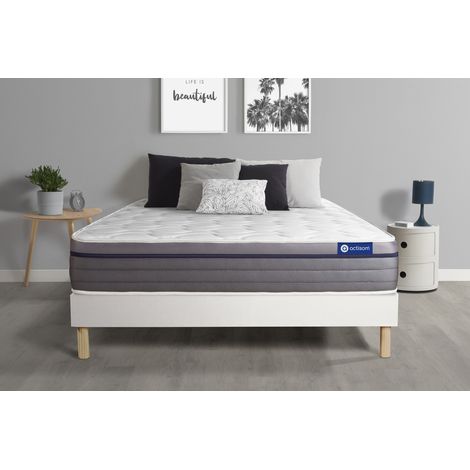 Ensemble matelas Mémoire de forme ACTIMEMO ZEN 90x190 Maxi épaisseur 7zones de confort + sommier KIT blanc (1/5)