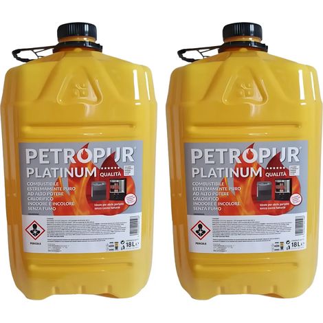 Combustibile Liquido Puro 18L 2 Taniche Riciclabile per Stufe Portatili