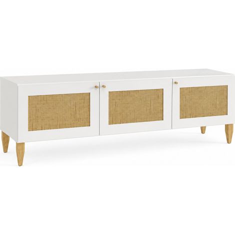 Meuble TV 60 cm, 3 portes, Blanc, 60 x 40 x 49 cm (1/5)