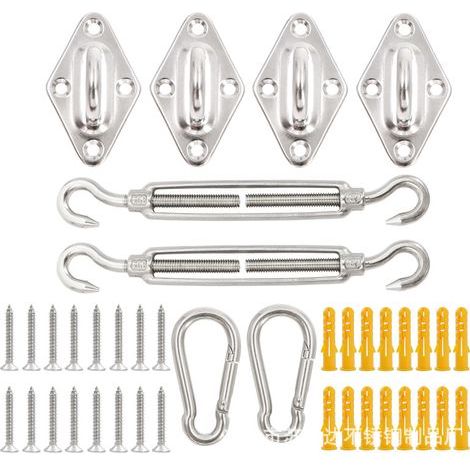 Kit de fijación para toldos - Kit de fijación de acero inoxidable 304 para toldos triangulares, cuadrados y rectangulares, kit de fijación resistente y a prueba de óxido para toldos. (1/5)