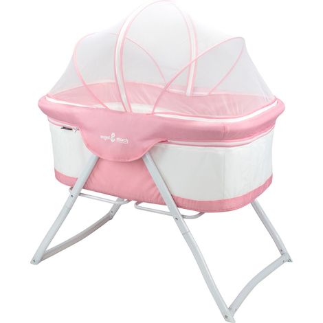 Baby Babybett BEBITO Reisebett Beistellbett mit Moskitonetz und Tragetasche - Pink (1/5)
