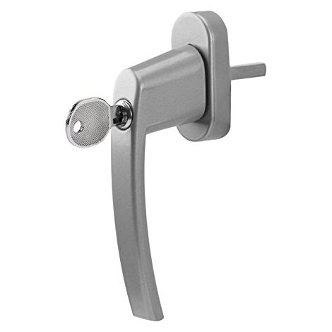 Poignée de fenêtre argent en aluminium – Type de verrouillage cylindre – Pour fenêtres en bois dur – Résistante aux intempéries – Olympia (1/5)