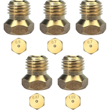 Lot de 5 gicleurs gaz butane pour plaque de cuisson – Buses en laiton de 0,5/0,7/0,87/1,02 cm – Remplacement rapide et facile (1/5)