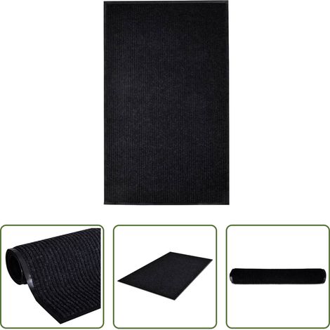 Paillasson anti-saleté - Tapis d'entrée noir 117x220 cm PVC (1/5)