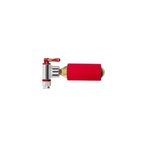 Gonfleur de pneus de vélo CO2 à gonflage rapide et portable, kit d'outils avec housse en mousse pour VTT et vélos de route, rouge (sans cartouche de gaz). (1/5)