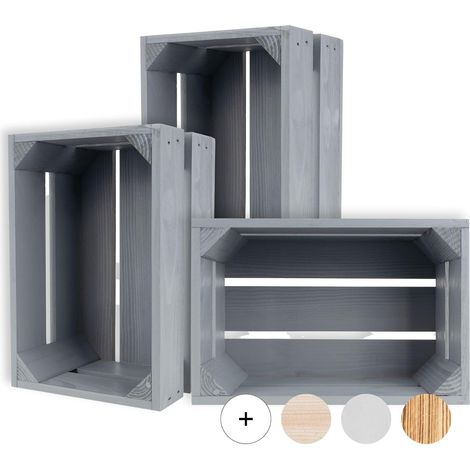 Caisse de Rangement Vintage en Bois Gris - 30 x 20 x 15 cm