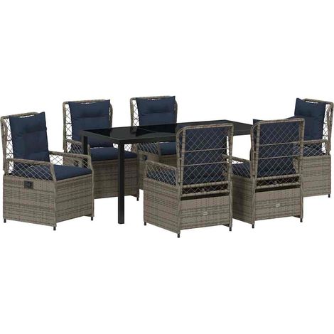 Maison Exclusive - Garten Essgruppe 7 pcs Grau Poly-Rattan