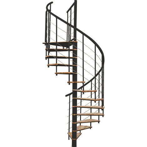 Minka Spindeltreppe Fusion 37 - 295cm Geschosshöhe Buche Schwarz 160cm Durchmesser