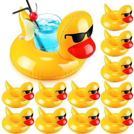 12 pièces flotteurs de boissons réutilisable mignon porte-boissons ensemble sous-verres gonflables adaptés aux fêtes de piscine d'été bains à remous lacs océans garons filles adultes (1/5)