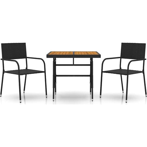 Maison Exclusive - 3-tlg. Garten-Essgruppe Poly Rattan Schwarz (1/5)