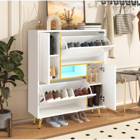 mobile contenitore 80x25x96 scarpe LED app bianco OKMYHOME (1/5)