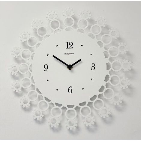 Orologio da Parete in Metallo Decoro Fiorellini Bianco 32 cm (1/2)