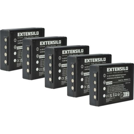 EXTENSILO 5x batteria compatibile con Putzmeister Linus 6, Technos Radiocomando Industriale, Telecomando (2500mAh, 6V, NiMH) - Nero