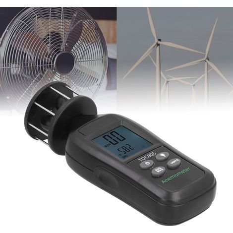 Anémomètre numérique, anémomètre à turbine à trois coupelles, instrument de mesure de la température et du volume d'air, modèle industriel portatif à affichage numérique. (1/5)