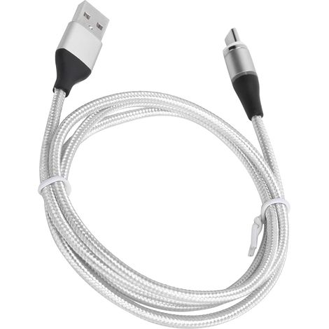 Câble de charge magnétique ultra-rapide 3 en 1 en nylon tressé 5 A pour ports iOS/Type C/Micro USB (blanc) (1/5)