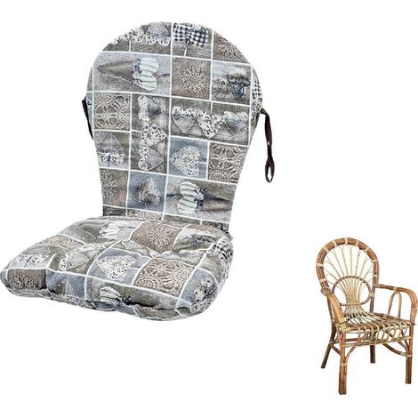 Coussin pour fauteuil modèle Big Sole en osier et bambou avec des coeurs de fantaisie