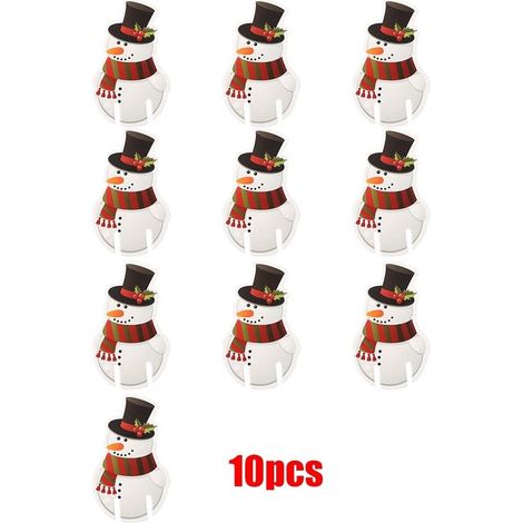 Lot de 10 marqueurs de verres à vin de Noël - Motifs Père Noël, renne, bonhomme de neige, sapin - Accessoire de fête (1/5)