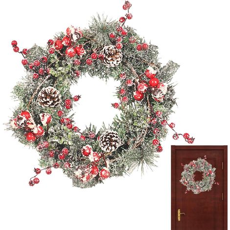 Couronne de Noël artificielle 39,9 cm Baies rouges pommes de (1/5)