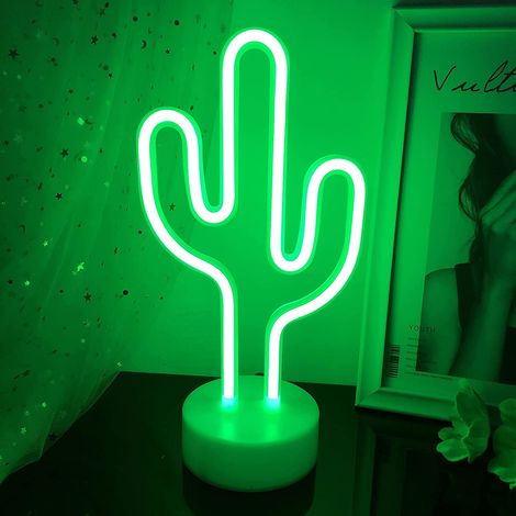 Enseignes lumineuses cactus,Lumière de décoration néon LED,Lumière de nuit pour enfants，Belle lumière ambiante, adaptée aux bureaux, tables de chevet et comptoirs de bar.