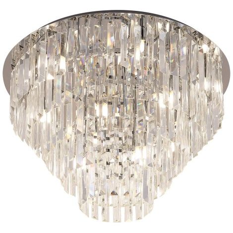 Plafonnier cristal glamour chromé 60cm Monaco 15xG9