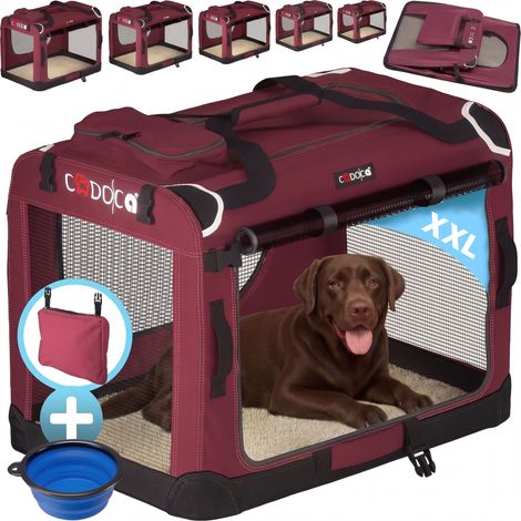 CADOCA® Hundetransportbox faltbar Katzentransportbox Transportbox Autobox Hundebox Box versch. Größen Farbwahl  XXL - Dunkelrot