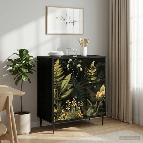 vidaXL Cajonera RHENEN Estampado de selva tropical 66 x 36,5 x 76 cm (1/5)