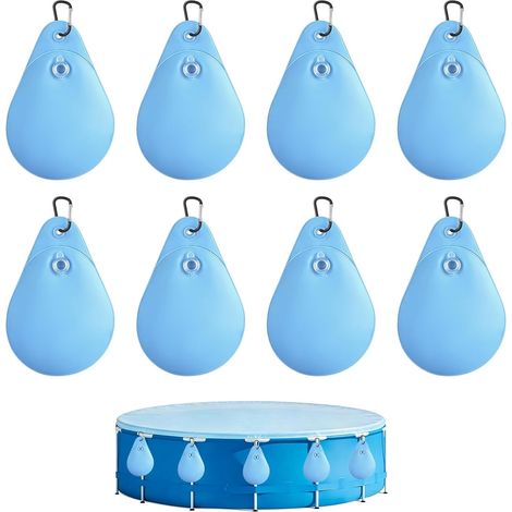 Juego de 8 bolsas de lastre resistentes para piscina con ganchos (azul claro) (1/5)
