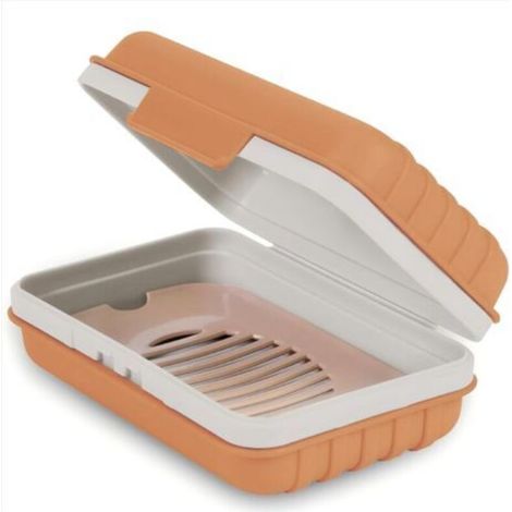 Soap dish, 1 piece, soap box with lid, portable soap box for shower, travel, camping, leak-proof, travel size, orange (1/5)