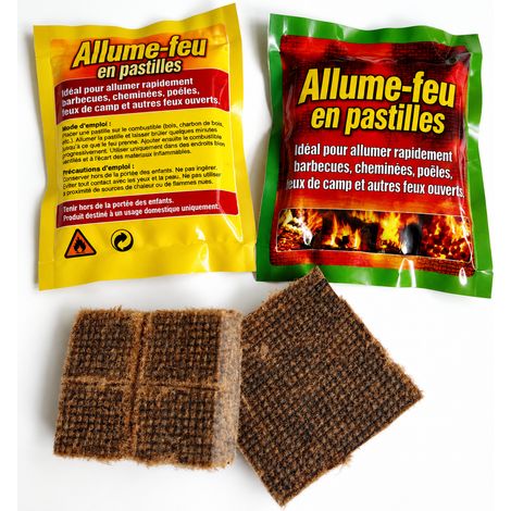 Allume-feu en charbon pressé à sec pour bois et barbecue, blocs d'allumage rapide, sachet de 4 pièces, 35 g – Livraison gratuite (1/5)