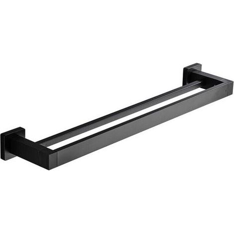 Porte Serviette Double Salle de Bain, Noir Barre Porte Serviette Mural, Porte Essuie Salle de Bain en Acier Inoxydable Porte Torchon Cuisine Support de Serviettes, 40cm,390g (1/5)