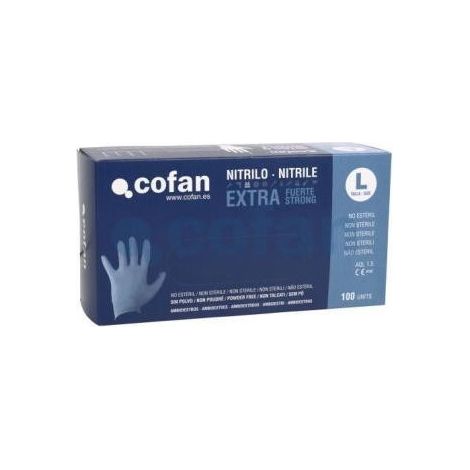 Caja de 100 unidades de guantes de nitrilo Colocación ambidiestra Sin polvo Extrafuertes y resistentes - XL