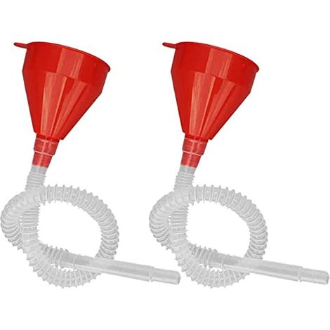 Entonnoir de remplissage de carburant large de 5 pièces, étendu et épaissi, en plastique, rouge, polyvalent et pratique (1/5)