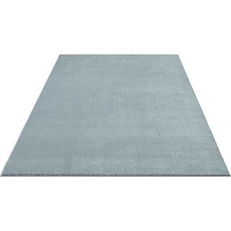 FLOORNOVO Hochflor Teppich Blau einfarbig - 110 x 60 cm - Besonders Weicher Teppich Wohnzimmer & Badezimmerteppich - Pflegeleicht - vielseitig einsetzbar im Innenbereich (1/2)