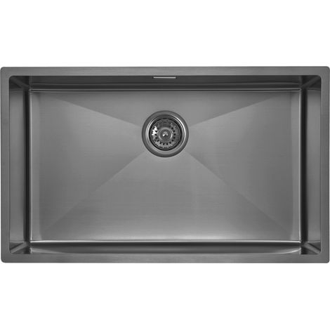 Fregadero Atlantis de Acero Inoxidable Antracita, 1 Seno Rectangular, 74x44x18 cm, Resistente y Moderno