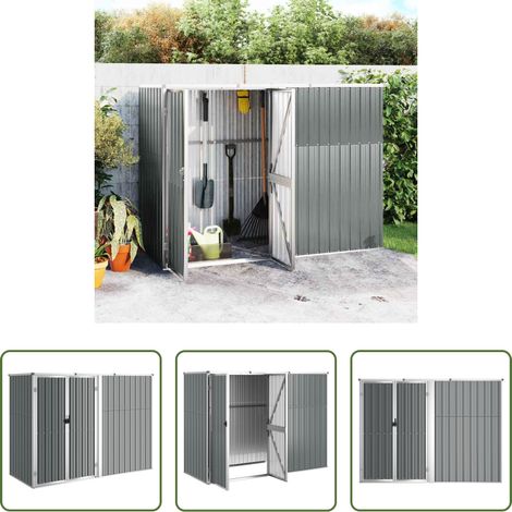 vidaXL Gartenzubehör -  Gerätehaus Grau 225x89x161 cm Verzinkter Stahl (1/5)