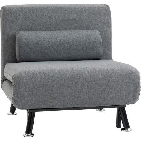 Fauteuil convertible, chaise pliante avec fonction lit, dossier réglable, gris foncé