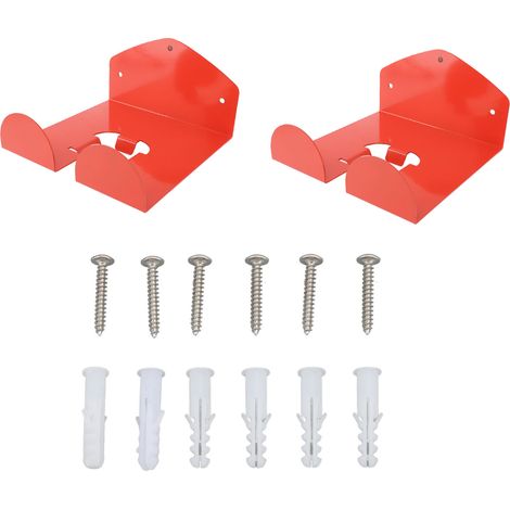 Lot de 2 supports muraux en acier pour outils de jardin électriques, compatibles avec coupe-bordures, taille-haies et autres outils électriques (orange). (1/5)