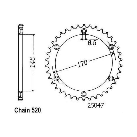 Couronne Acier TT Suzuki - 520 - 42 Dents - Similaire JTR828 - Made in Germany