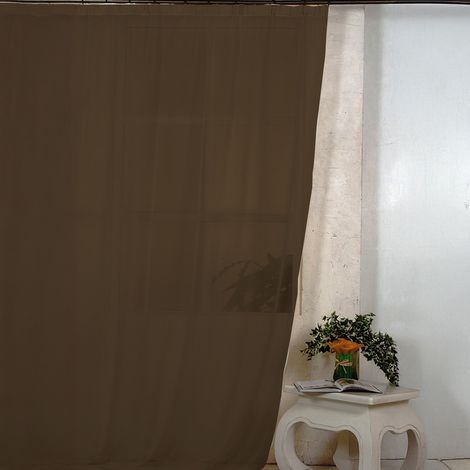 Homemaison – Voilage tamisant 300x240 cm – 100% polyester – Galon fronceur chocolat – Laisse passer la lumière tout en préservant l'intimité