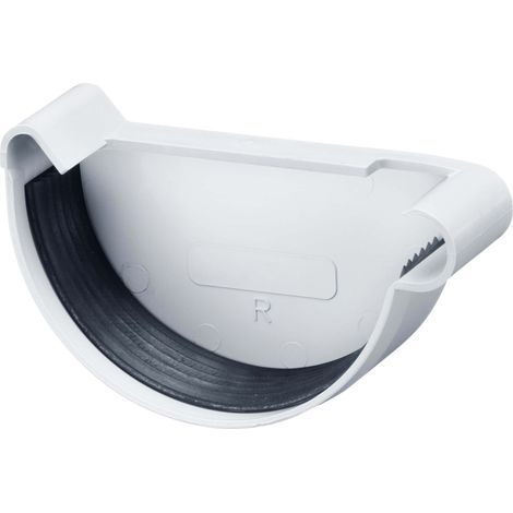 INEFA Embout de gouttière demi-rond, accessoires de gouttière en PVC, montage simple par emboîtement, Made in Germany - 100mm, droite Blanc