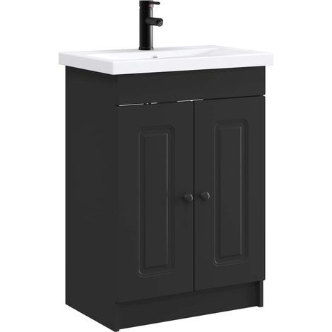 Badezimmermöbel-Set Schwarz 56 x 37,5 x 81 cm Holzwerkstoff vidaXL