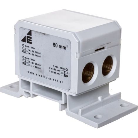 Verteilerblock 2x4-50mm2/3x2,5-25mm2/4x2,5-16mm2 grau, flach und mit Schienenmontage DB1-S 48.14
