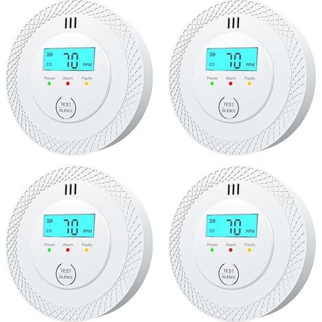 Sollbry Détecteur de Monoxyde de Carbone Blanc, Détection Précise, Alarme 85dB pour Maison, Appartement et Garage (4 Pack) (1/5)